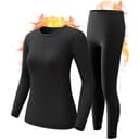 Women’s black fleece lined thermal top and leggings set