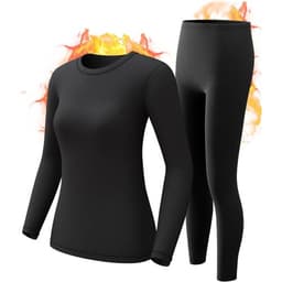 Women’s black fleece lined thermal top and leggings set