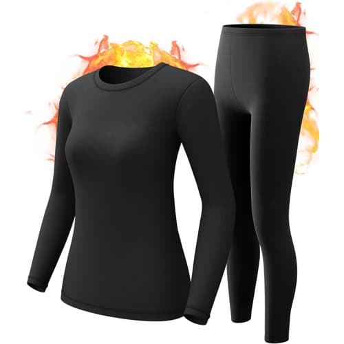 Women’s black fleece lined thermal top and leggings set