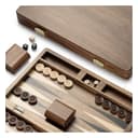 14.5 inch walnut folding backgammon set open with checkers