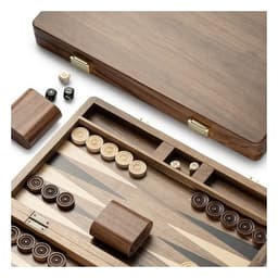 14.5 inch walnut folding backgammon set open with checkers