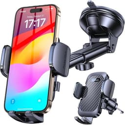 Romuto 3-in-1 car phone holder with suction base and vent hook