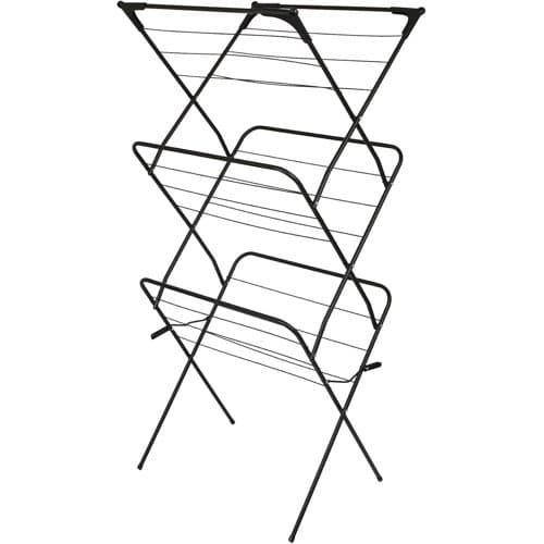 Harbour Housewares 3-tier steel clothes airer folded open