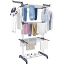 Grey HOMIDEC 4-tier clothes airer with side wings and wheels