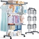PurKeep extra large 4-tier clothes airer with wheels