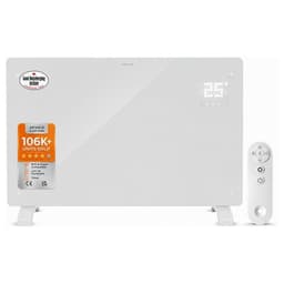 Devola white glass panel heater on feet with remote control
