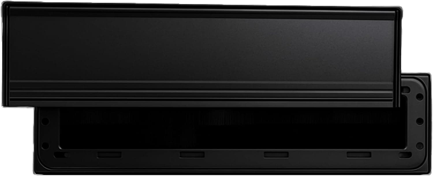 Exitex black internal letterbox draught excluder with flap and bristle seal