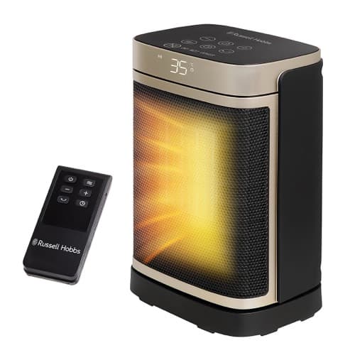 Russell Hobbs RHCH2001G black and gold oscillating ceramic heater with remote