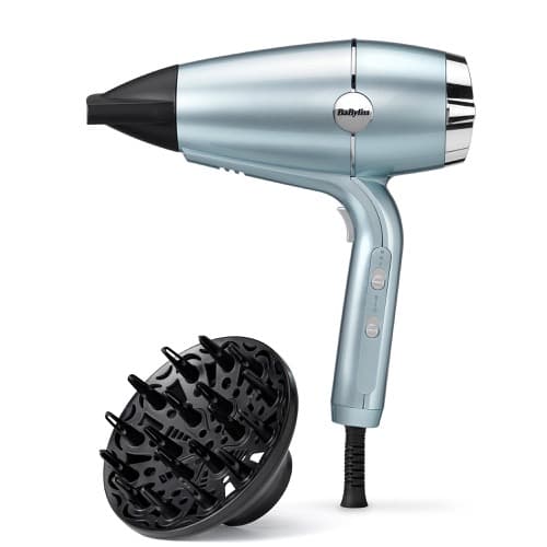 BaByliss Hydro-Fusion 5573U blue hair dryer with diffuser
