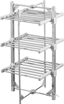 Daewoo compact 3-tier heated clothes airer with cover for small flats
