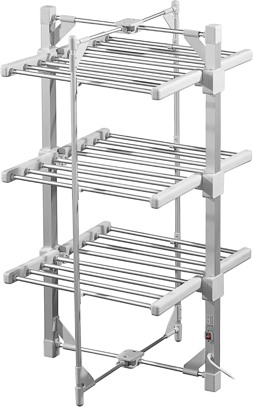 Daewoo compact 3-tier heated clothes airer with cover for small flats