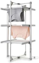 Dry:Soon Mini 3-Tier heated clothes airer folded open in silver aluminium