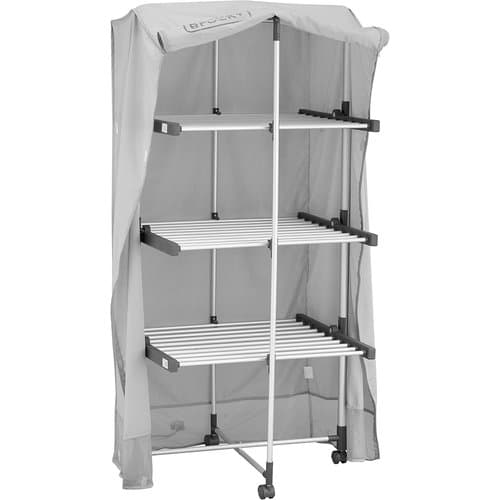 Black+Decker 3-tier heated clothes airer with cover and wheels