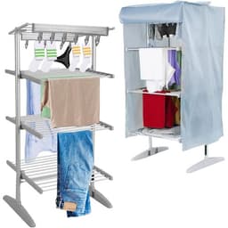 Four-tier digital heated clothes airer with cover