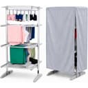 GlamHaus digital heated clothes airer with cover and timer