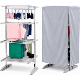 GlamHaus digital heated clothes airer with cover and timer