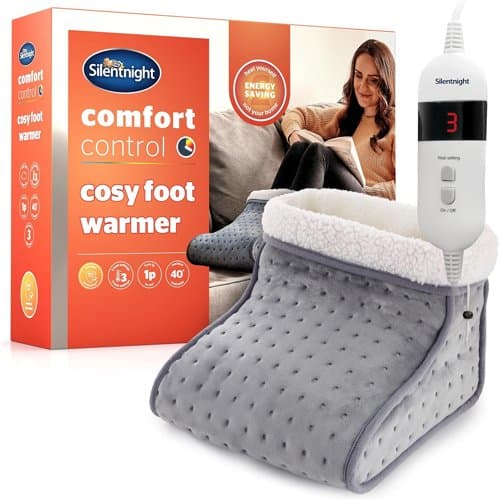 Grey Silentnight electric foot warmer with soft teddy fleece