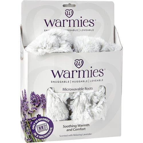 Grey Warmies plush microwavable slipper boots
