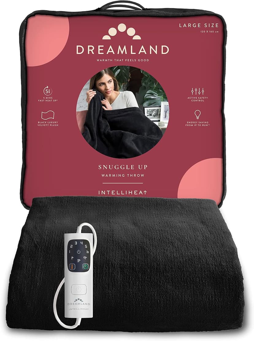 Dreamland Snuggle Up black velvet heated throw