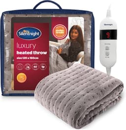 Silentnight Comfort Control grey fleece heated throw