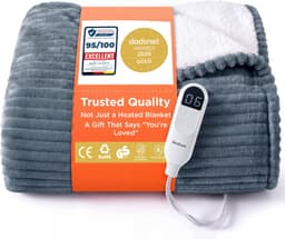 Bedsure ribbed grey heated throw with sherpa lining and controller