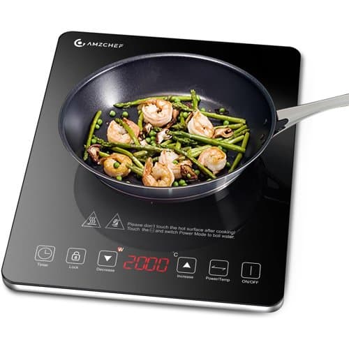 AMZCHEF black single portable induction hob with touch controls