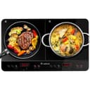 Aobosi black double induction hob with two cooking zones