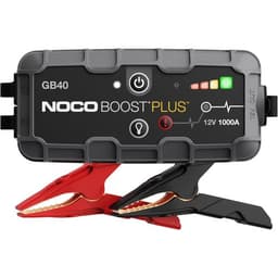 NOCO Boost Plus 1000A jump starter with red and black clamps