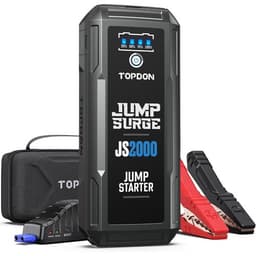 TOPDON JumpSurge jump starter with clamps and padded carry case