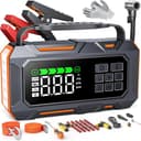 TREKURE orange jump starter and tyre inflator with clamps, gloves and puncture kit