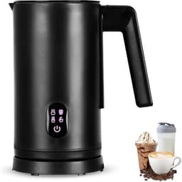 Matte black Straame electric milk frother with touch buttons