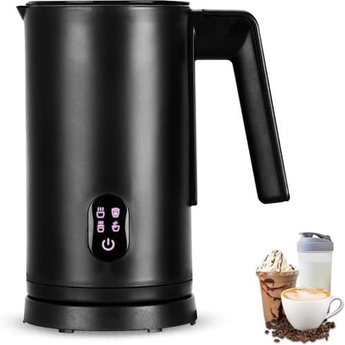 Matte black Straame electric milk frother with touch buttons