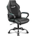 Black BASETBL PU leather office chair with padded arms and metal base