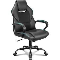 Black BASETBL PU leather office chair with padded arms and metal base