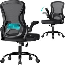 SONGMICS black mesh swivel desk chair with lumbar support