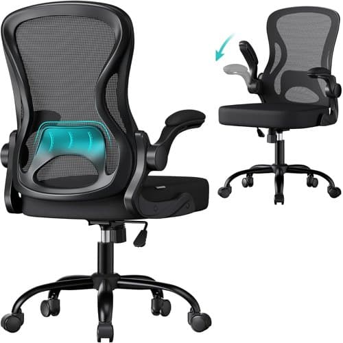 SONGMICS black mesh swivel desk chair with lumbar support