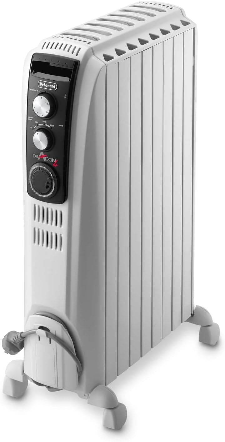 De’Longhi Dragon 4 TRD40820T white 2 kW oil filled radiator for bedroom