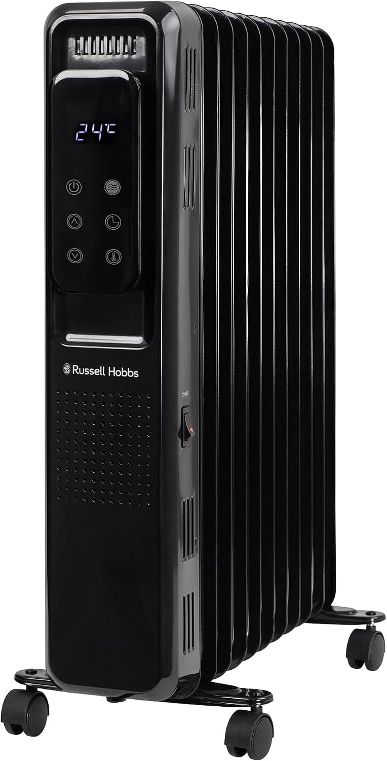Russell Hobbs black digital 11-fin 2500W oil filled radiator with LED panel