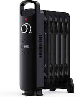VonHaus black compact 6-fin 800W oil filled radiator with carry handle