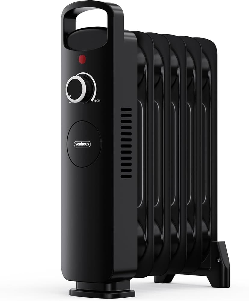 VonHaus black 6-fin 800W compact oil filled radiator