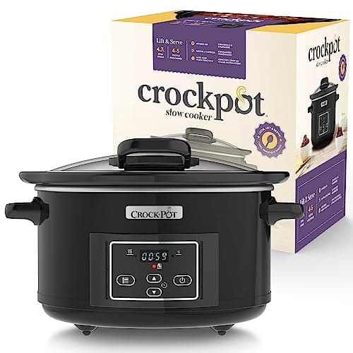 Crock-Pot CSC052 4.7L black digital slow cooker with hinged lid