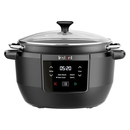 Instant Superior 7.1L black slow cooker with removable non-stick pot on a UK kitchen worktop