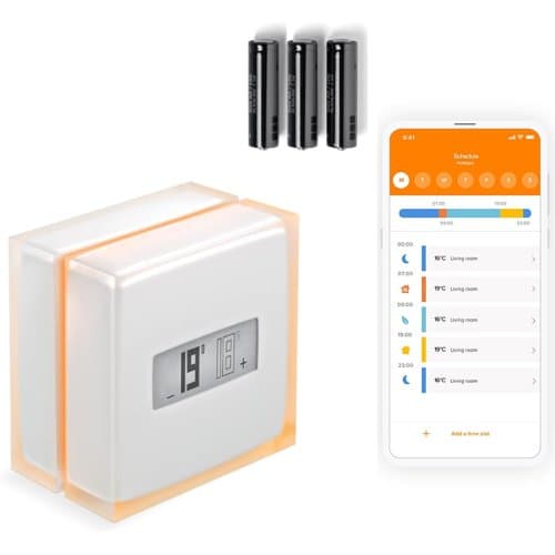 Netatmo smart thermostat with white case and display