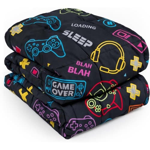 Black OHS 3kg weighted blanket with game controller print