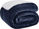 Bedsure navy sherpa fleece reversible throw blanket